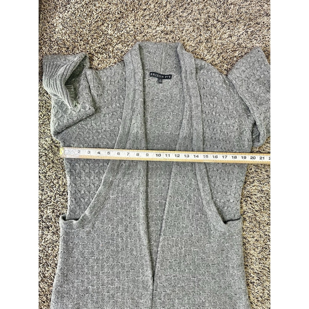 Brixon Ivy Lawley Cable Knit Women's Size Medium Open Cardigan Grey - Picture 3 of 5